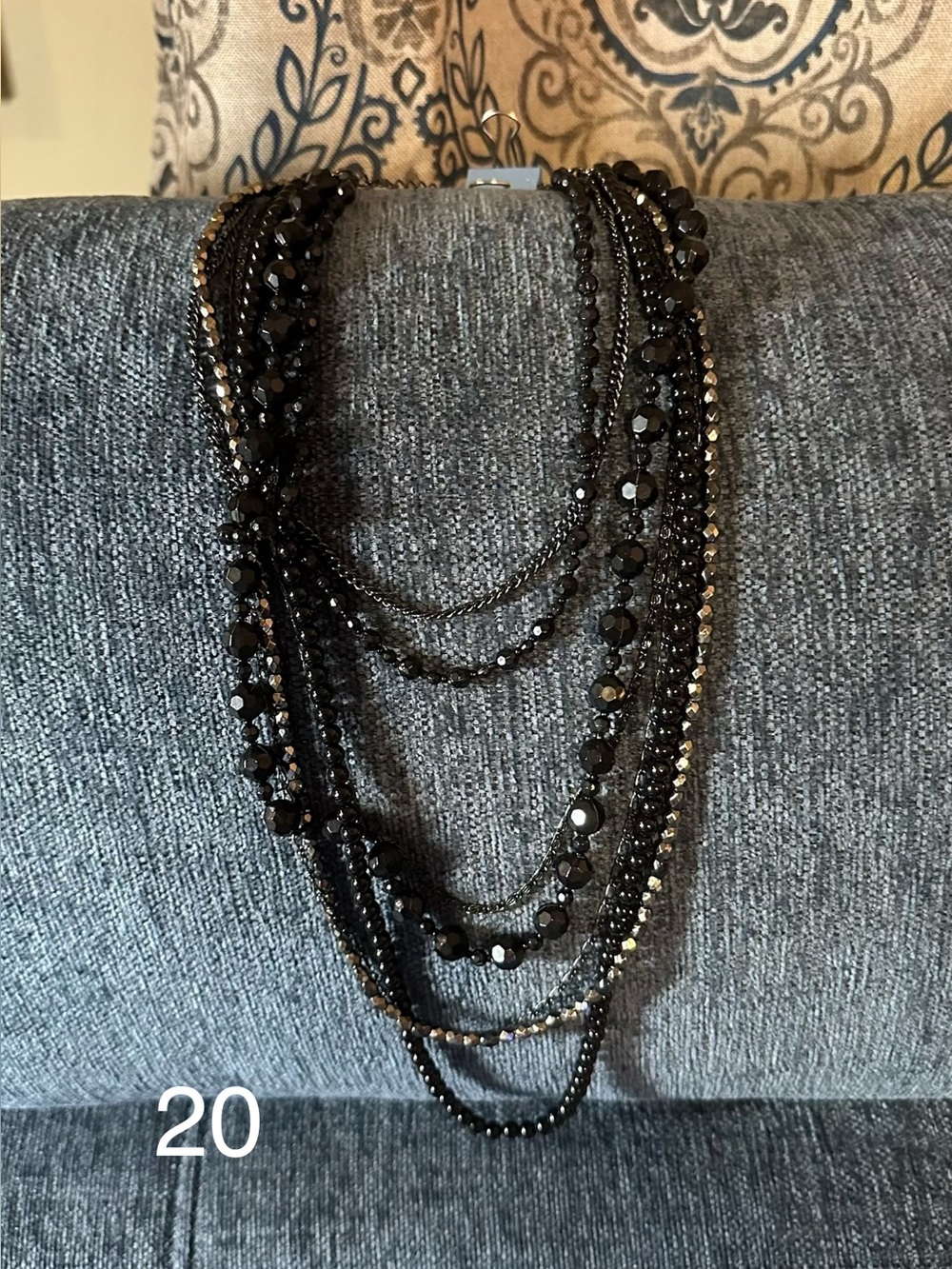 Cookie Lee Multi-Strand Black Beaded Statement Necklace